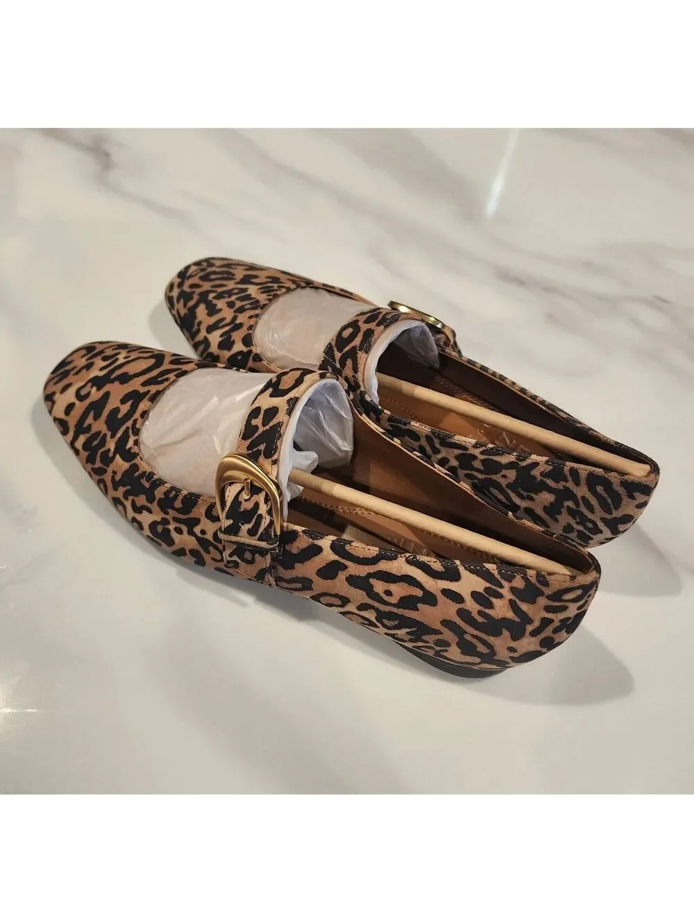 NEW Naturalizer Cosmic Leopard Suede Mary Jane Flats Square Toe Size 8.5M NWOB